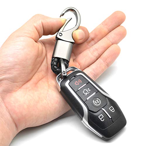 EYANBIS Car Key Fob Keychains Leather Holder Key Chain Sturdy Metal with D-Ring for Men and Women 2 Pack, 1 Pack Black & 1 Pack Red, 360 Degree Rotatable, with Screwdriver - Image 4