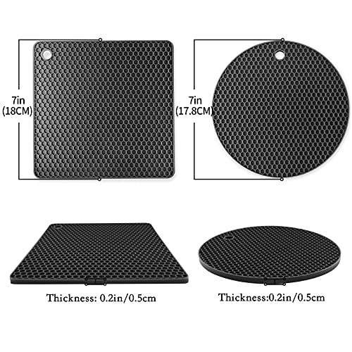 Ardanlingke Silicone Trivet Mats, trivets for hot pots and Pans, Extra Thick Hot Pads for Kitchen, Multi-Purpose Pot Holder, Non-Slip Jar Opener, Gripper Pad, Drying Mat, Coaster (4 Pcs, Dark Gray) - Image 7