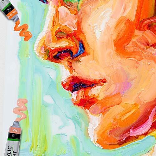 U.S. Art Supply Professional 36 Color Set of Acrylic Paint in Large 18ml Tubes - Rich Vivid Colors for Artists, Students, Beginners - Canvas Portrait Paintings - Color Mixing Wheel - Image 2