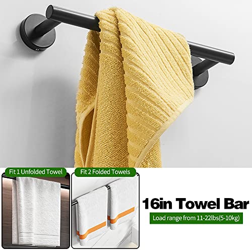 Bathroom Hardware Set, 5/10/20pcs Bathroom Hardware Set, Stainless Steel Bath Hardware Set Including 16" Hand Towel Bars, Toilet Paper Holders, Towel Rings, Robe Towel Hooks (5pcs, Black) - Image 7