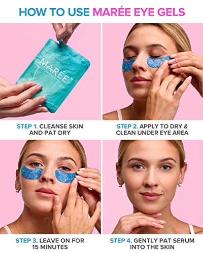 Maree Eye Gel Pads - Reduce Wrinkles, Puffy Eyes, Dark Circles, Eye Bags - Natural Marine Collagen Eye Gels with Hyaluronic HA - Anti Aging Eye Mask Patches & Face Moisturizer - Image 2