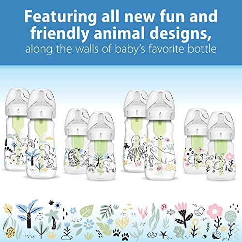 Dr. Brown's Natural Flow® Anti-Colic Options+™ Wide-Neck Baby Bottle Designer Edition Bottles, Dino Decos, 9oz/270mL, Level 1 Nipple, 2-Pack, 0m+ - Image 9