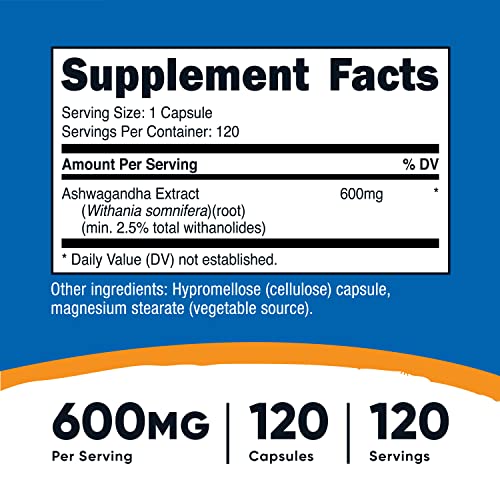 Nutricost Ashwagandha Herbal Supplement 600mg, 120 Capsules - Vegetarian, Non-GMO, Gluten Free, Ashwagandha Root - Image 5