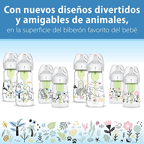Dr. Brown's Natural Flow® Anti-Colic Options+™ Wide-Neck Baby Bottle Designer Edition Bottles, Dino Decos, 9oz/270mL, Level 1 Nipple, 2-Pack, 0m+ - Image 3